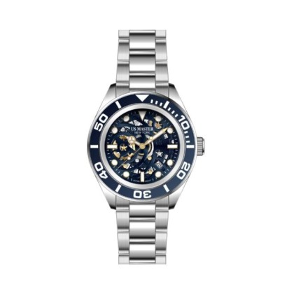 U.S Master Polo Club USM-FD04-SL-BU Japanese Movement Solid Steel Band Men Watch